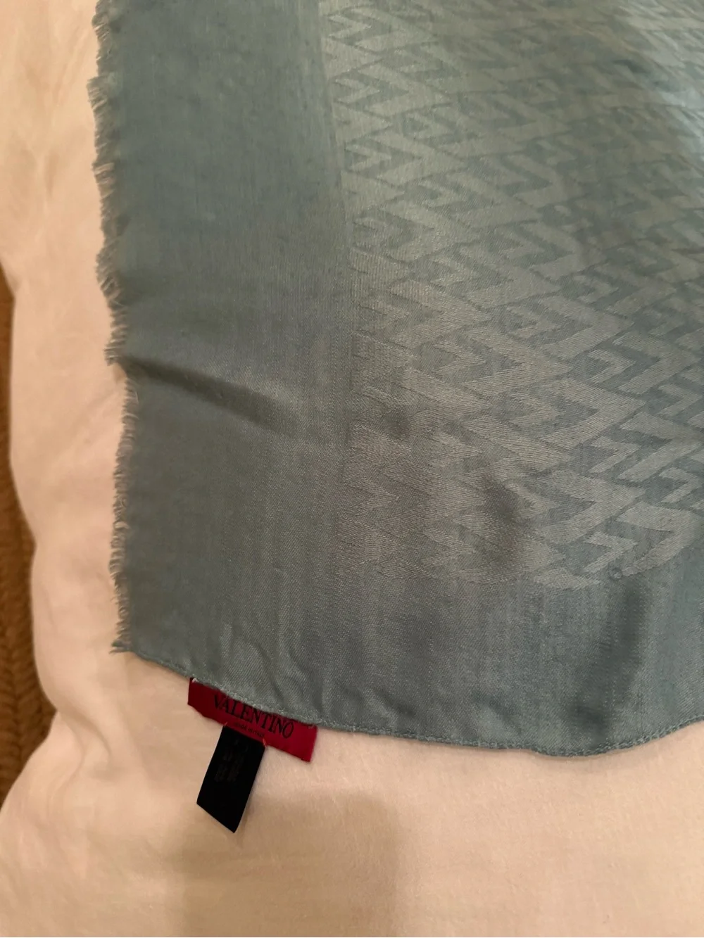 Valentino Seafoam Green Lightweight Jacquard Scarf